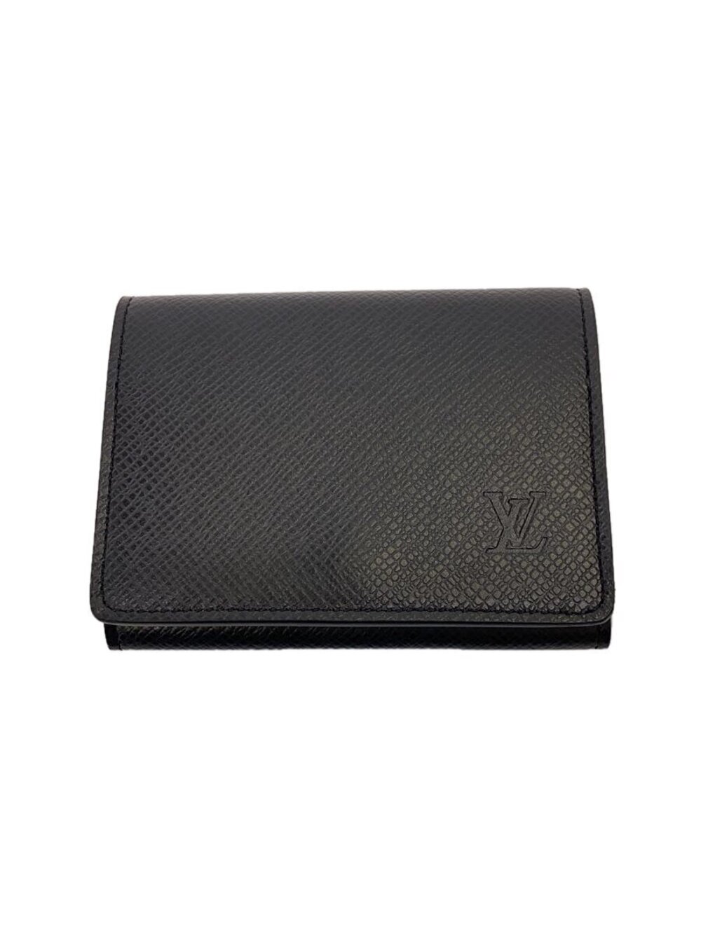 LOUIS VUITTON Envelope Wallet Carte de Visite NM Taiga Black Cowhide Black Solid